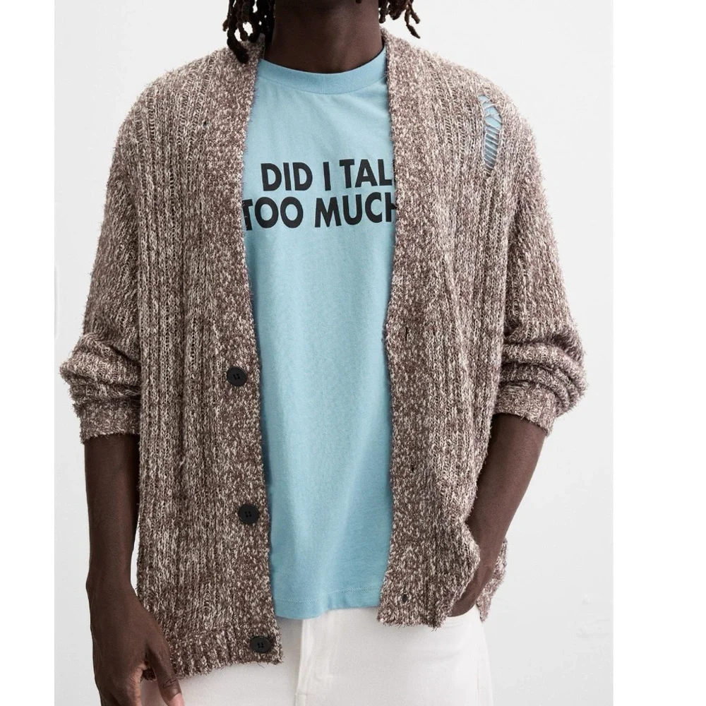 ZARA RIPPED EFFECT CARDIGAN - Picture 6 of 8